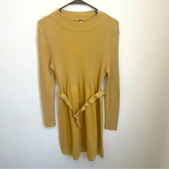 mustard yellow sweater dress Final Sale Plus Size Midi Thick in & Black Print knee length make it perfect for transitioning from daytime outings to evening strolls in style Free People | Dresses |